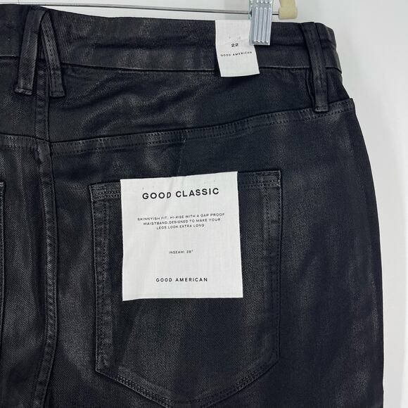 Good American Good Classic Coated Black Jeans Women's Size 22 NWT - Picture 4 of 7